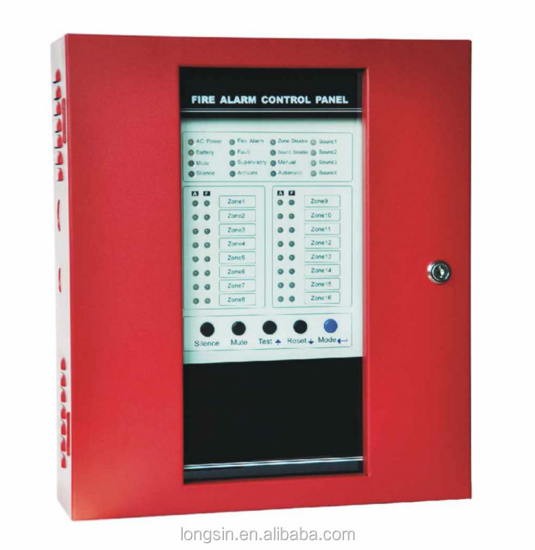 16 Zone Wired Conventional Fire Alarm Control up to 25pcs smoke detector per line
