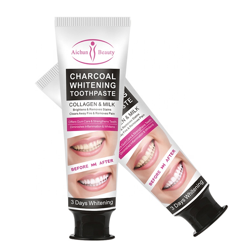 Aichun Beauty лучшие зубы Естественное Отбеливание активированный коллаген уголь зубная паста для ежедневного использования