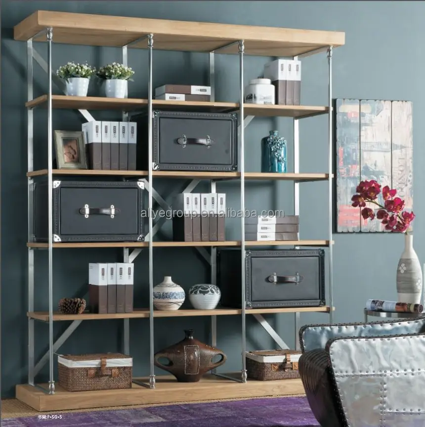 Latest modern wooden bookcase for living room