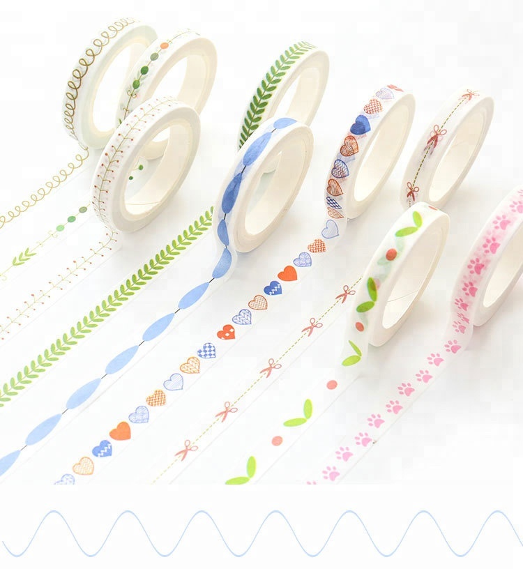 Канцтовары для учебы и офиса, клейкая лента Washi, тонкое украшение, сегментирующая линия, дневники, наклейка, украшение, альбом без следов