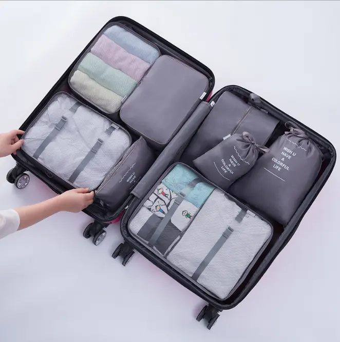 8pcs Bag Set Travel  Organizer Compression Suitcase Garment Clothes organizer Storage