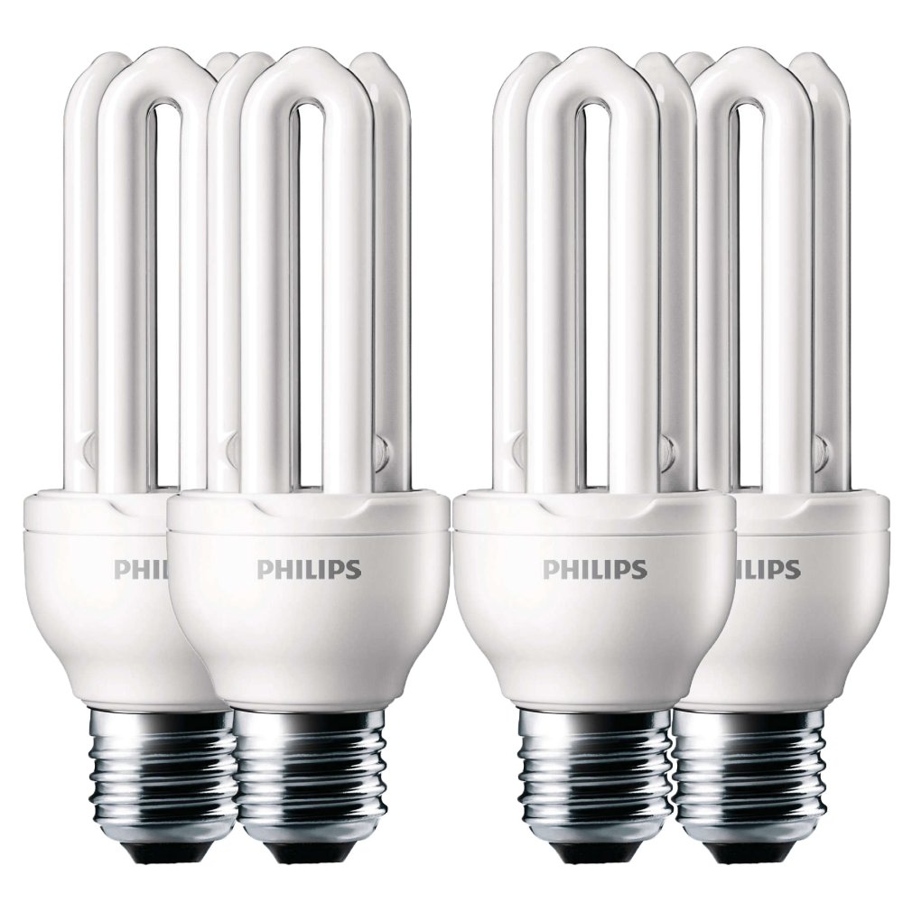 Philips энергосберегающая лампа 3U 18 вт стандартная электронная Энергосберегающая лампа E27 Винт теплый свет/белый свет