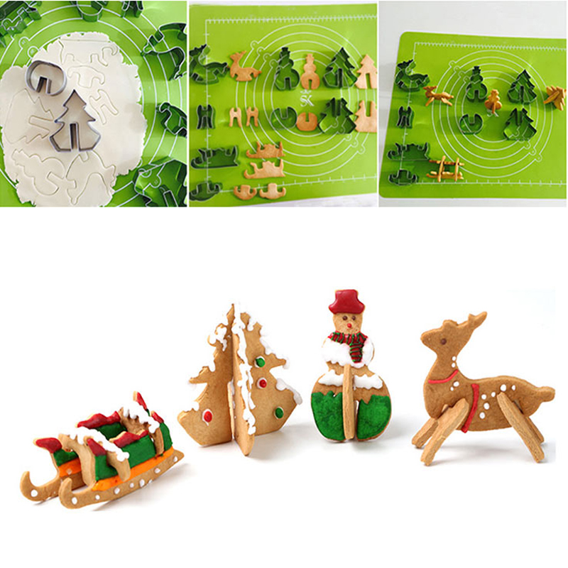 8pcs 3d Christmas Stainless Steel Cookie Cutter Set