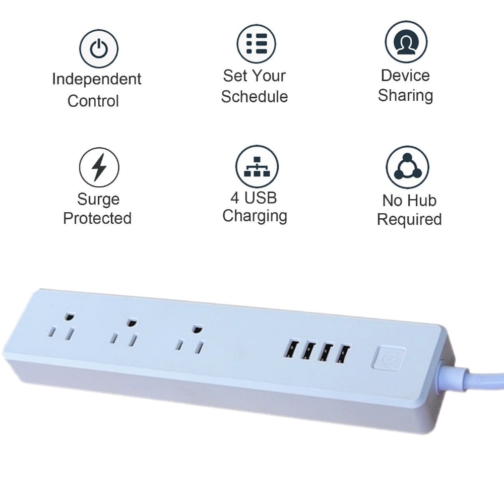 Стандарт США frankever Alexa Google домашний Wi-Fi Power Strip индивидуальным контролем Power Strip