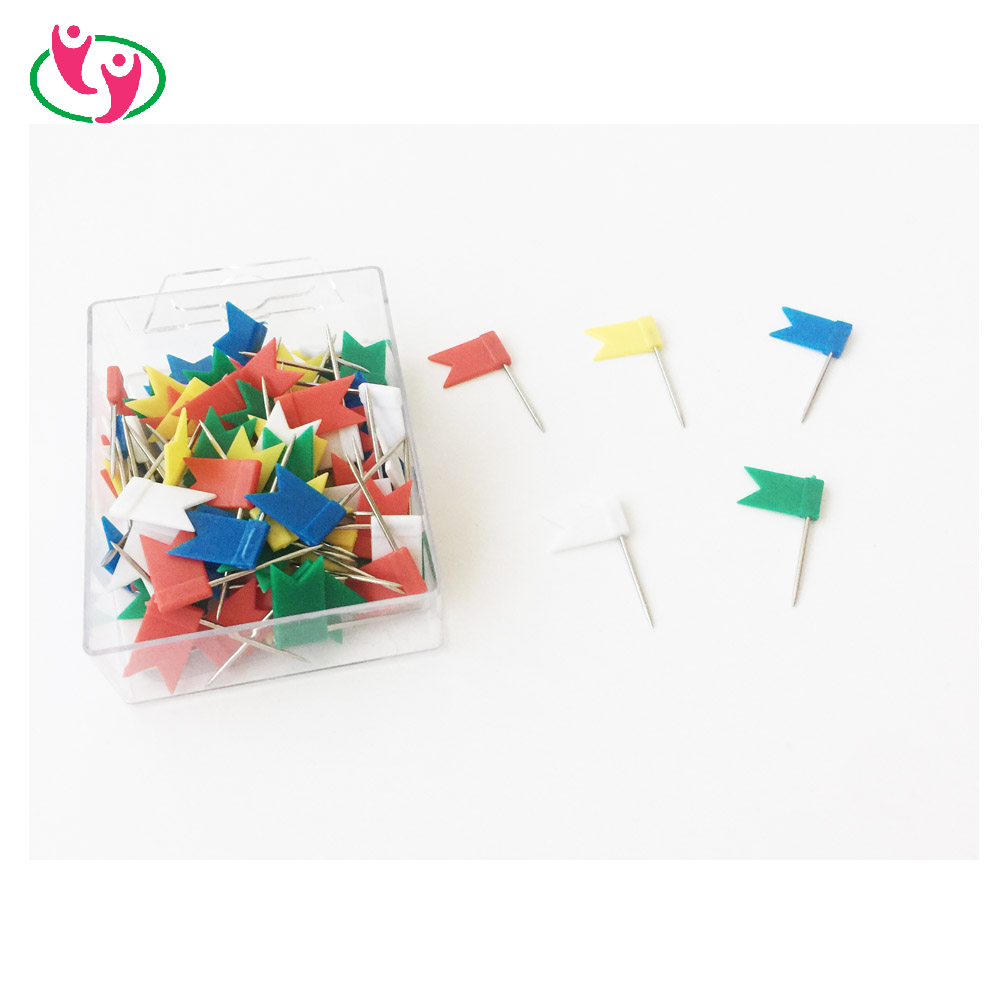 Quality Plastic Flag Shaped Push Pin in Assorted Colors
