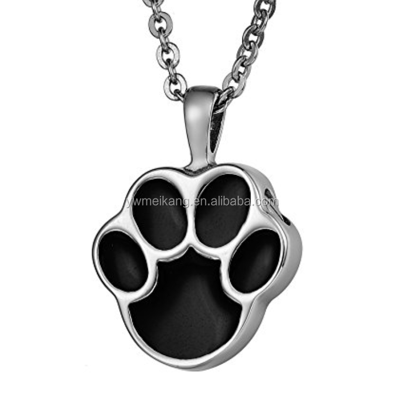 Племенной Paw память ожерелье контейнеры кремации кулон Шарм вмещает пепел с рисунком собачки и котика