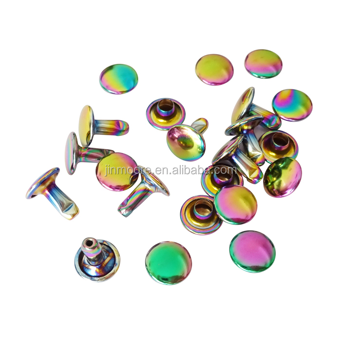 Rainbow 8mm Brass Double Round Cap Rivet Studs For USA Market