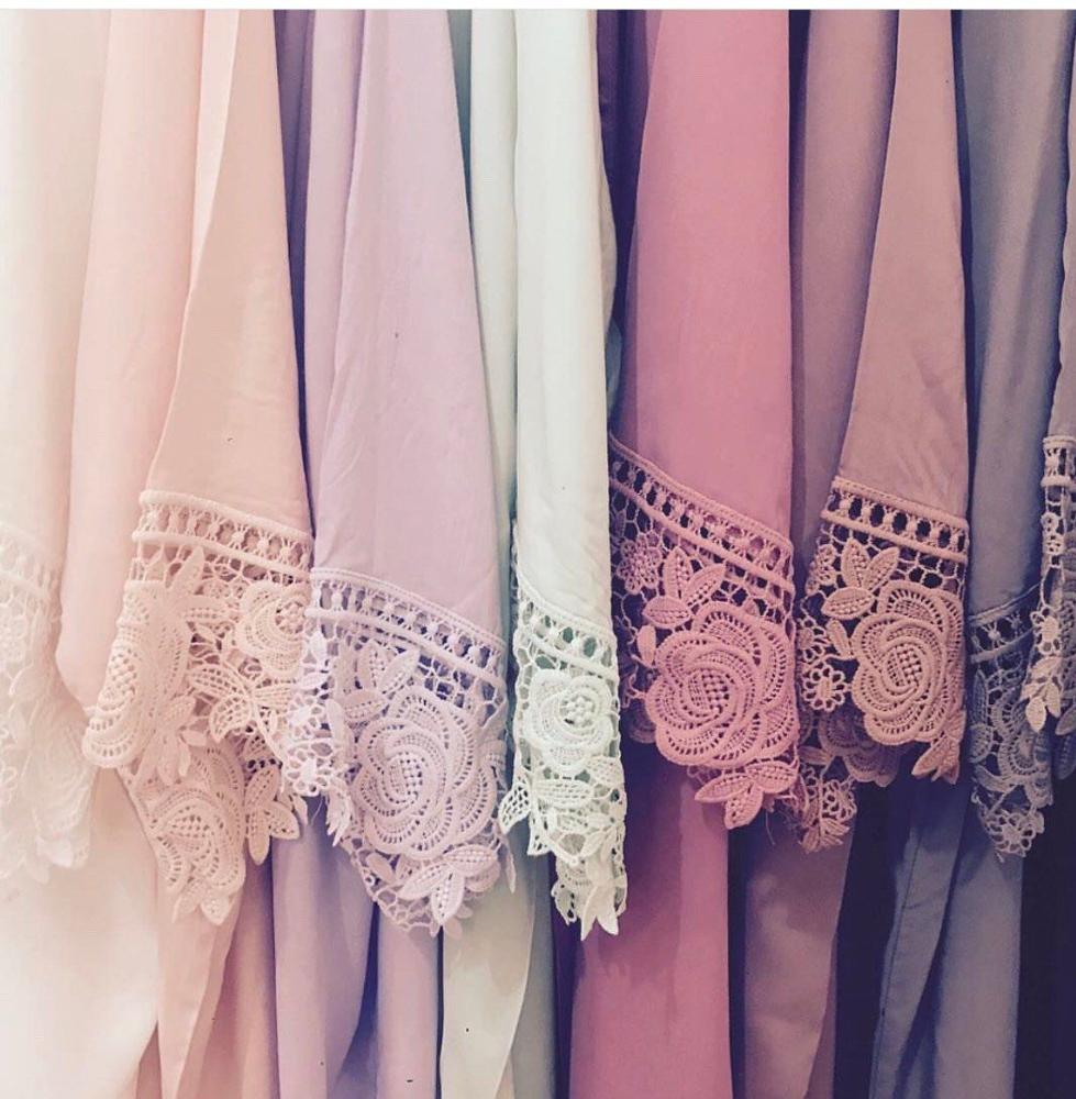 Cotton Lace Robe,Wedding Bride Bridesmaid robe with lace LR0012