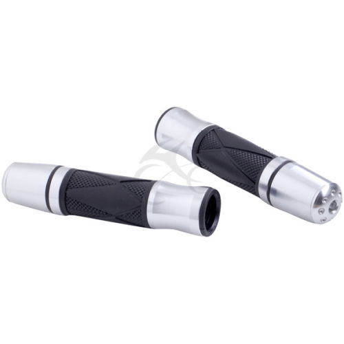 TCMT XL-276B-S Universal Motorcycle Aluminum 7/8" 22mm Hand Grips Gel Rubber Handlebar Silver