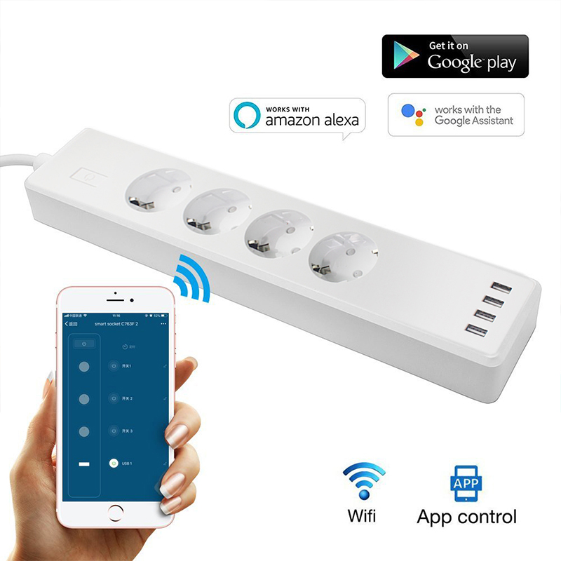 Wifi Smart Power Strip стандарт ЕС App дистанционного управления