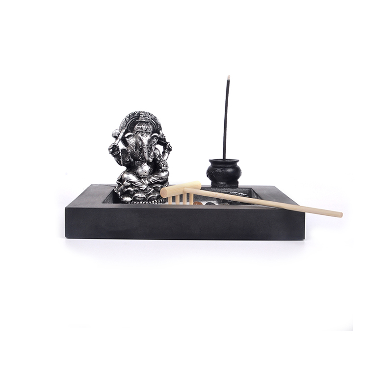 Resin Ganesha Statue Zen Style Japanese Mini Zen Garden For Desktop Decor