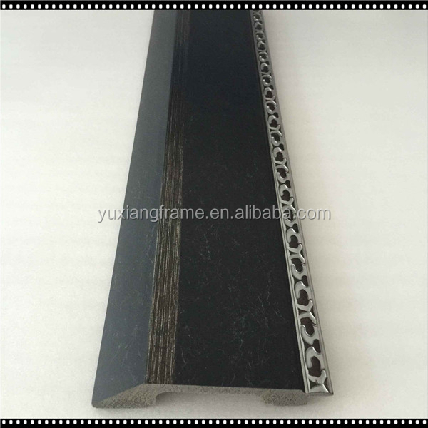 large size black color flower embossed picture frame moulding