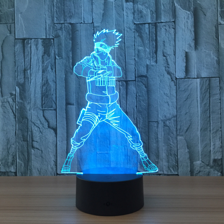 Наруто 3D ночник акрил светодио дный LED украшения abs база ночные светильники