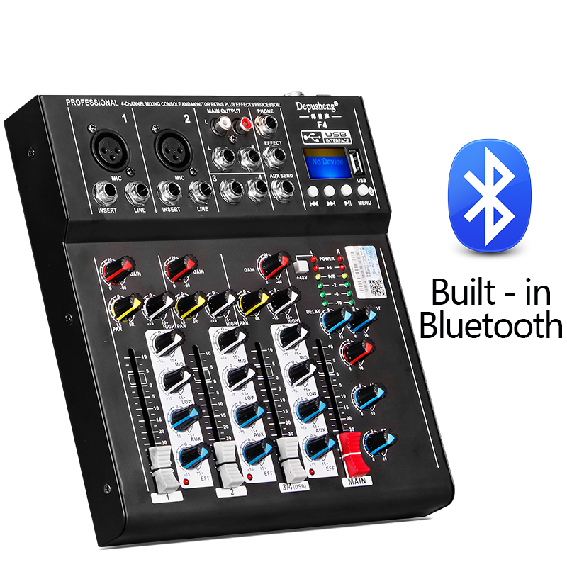 F4 USB мини миксер консоль с ЖК-дисплеем