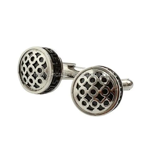 China factory luxury stainless steel antique flower gold engraved cufflinks for mens