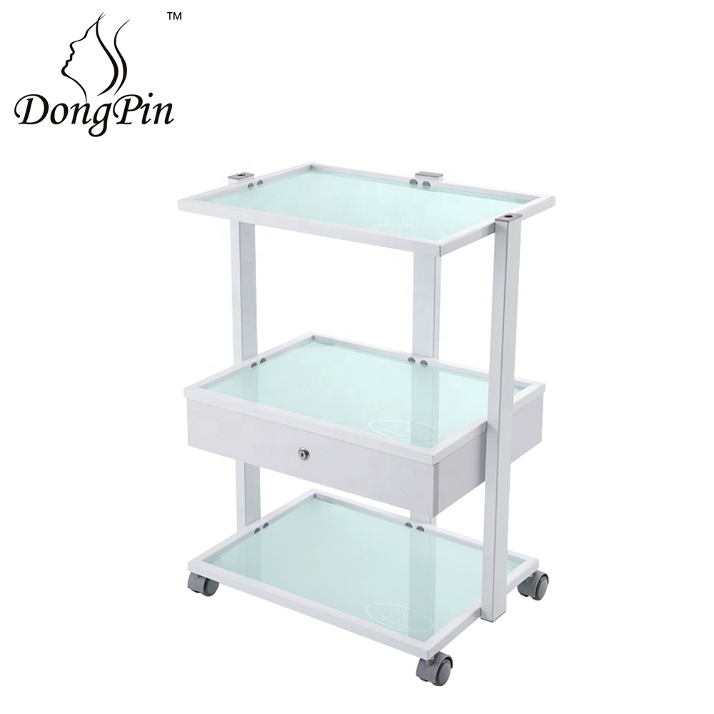 salon trolley wheel platform trolley with drawers and lamp