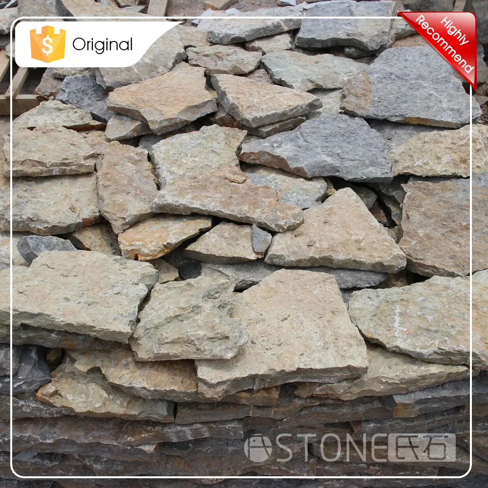 Двухцветный недорогой камень из известняка, узор из натурального камня для мощения