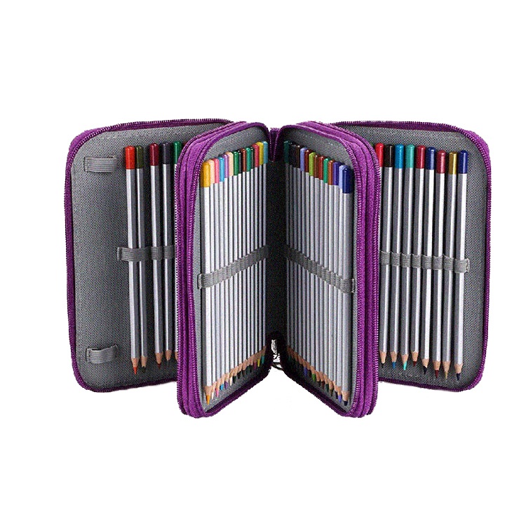 Custom School Pencil Case - 120 Slot Pencil Holder Organizer with Handle Strap Colored Pencil Box Bag