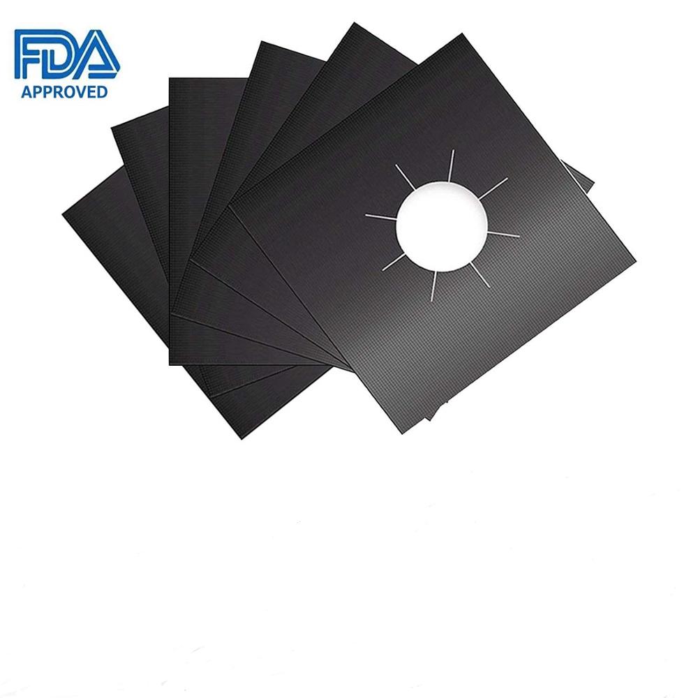 27x27cm Black Non-Stick Gas Hob Range Protectors Reusable Stove Burner Covers Liners