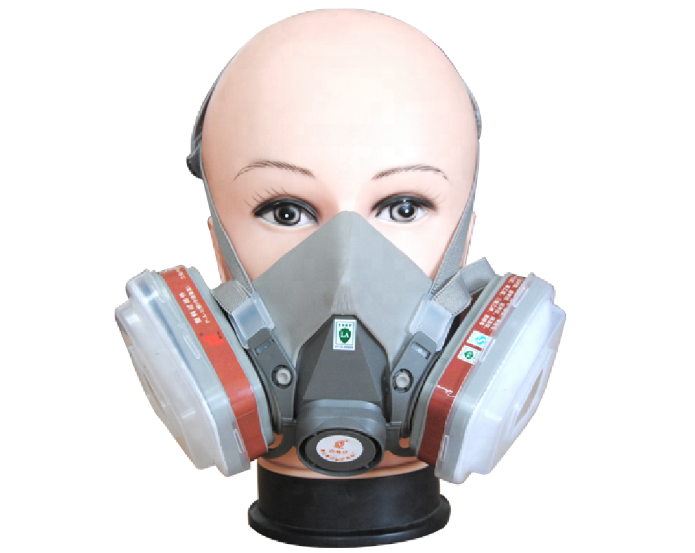 Manufacturer simple self-breathing double filter box half face gas mask, respiratory protection