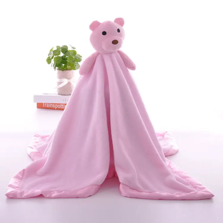 Cute Bear Unicorn Teething Soother Blanket, Soft Plush Security Kids Baby Blanket, Stuffed Animal Toy