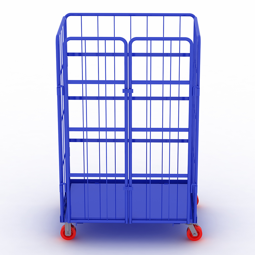 2/3/4 sides Foldable rolling trolley cage wire mesh roll container for logistics and turnover