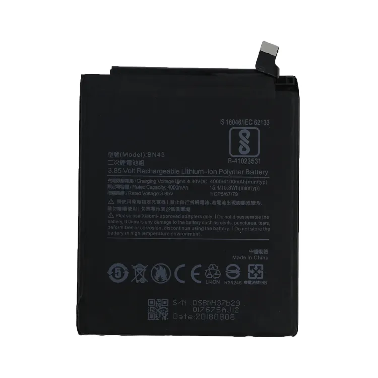 Оригинальный аккумулятор высокой емкости 4100mah 3,85 v li-ion Pplymer BN43 для Xiaomi Redmi Note 4x