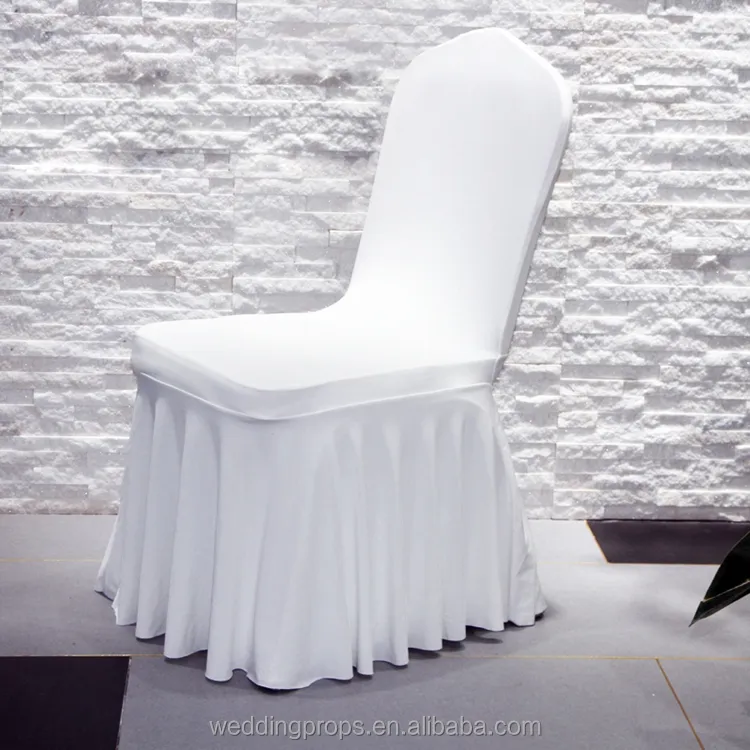 Latest ruffled skirt spandex white chair cover wedding decoration