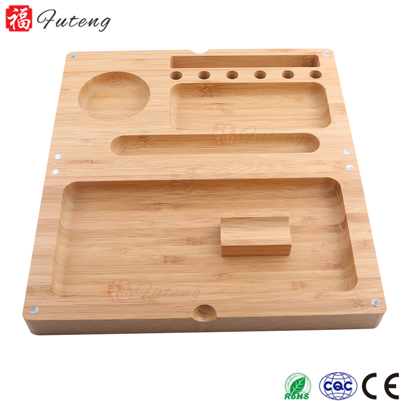 Futeng Custom bamboo Smoking Grinder Tray Wooden rolling tray