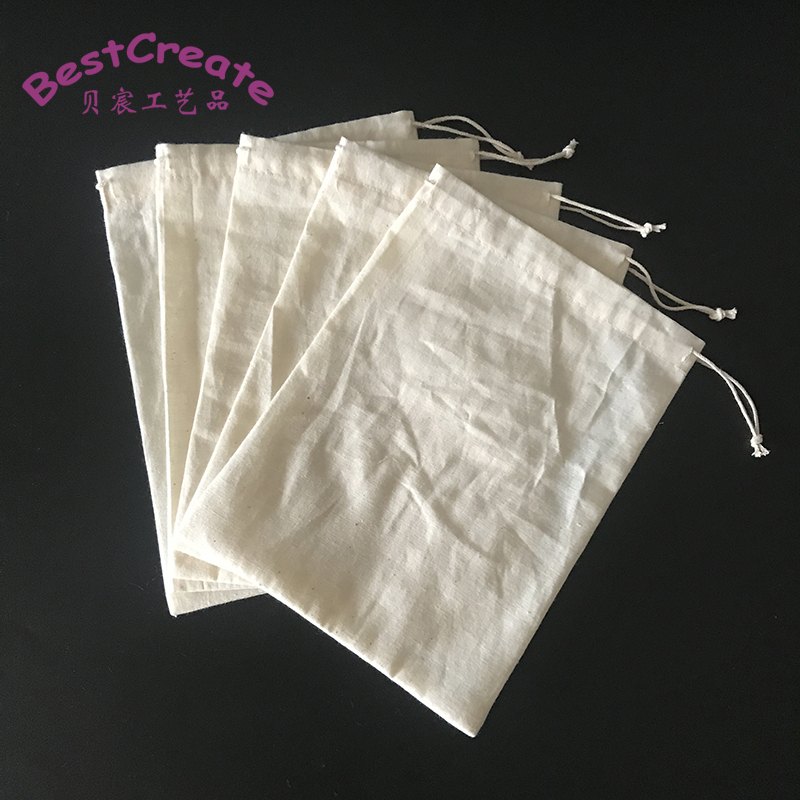 Accept Customized Logo 15x20cm Drawstring Natural cotton candy bag for kids