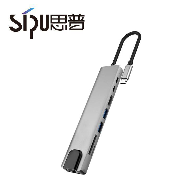 SIPU 8in1 USB-C концентратор HDMI (60 Гц) + USB * 2 PD зарядки + USB C/F SD и TF card reader RJ45