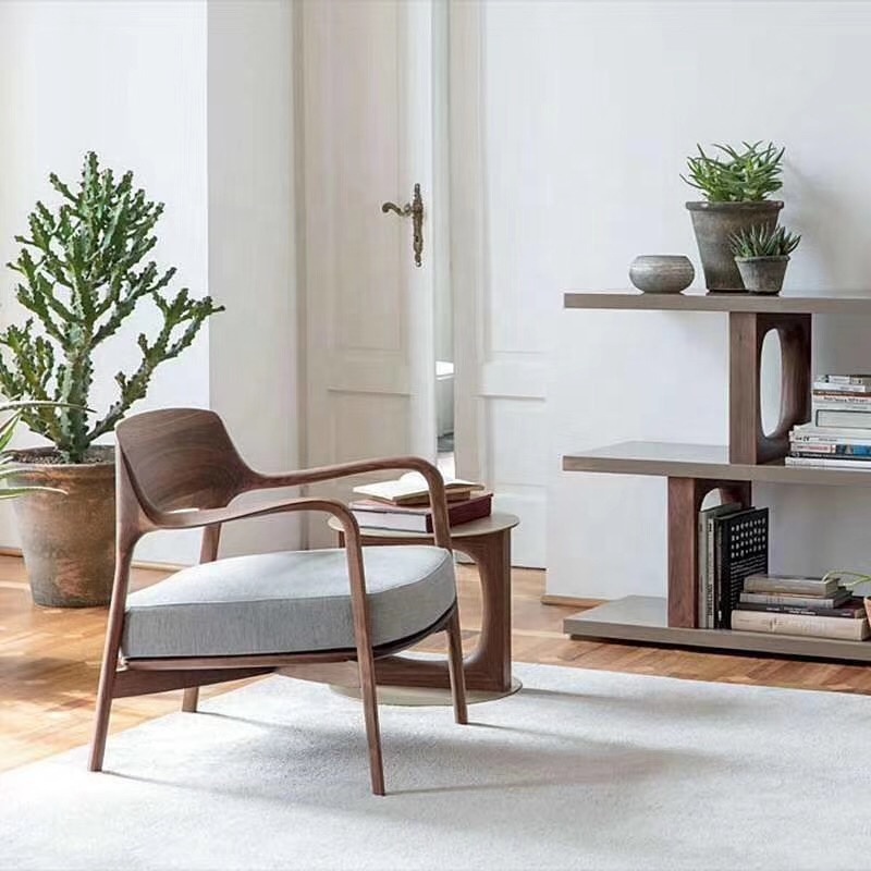 Nordic современный дизайн мебель для гостиной твердой древесины Lounge стул ткань обивка отдыха стул