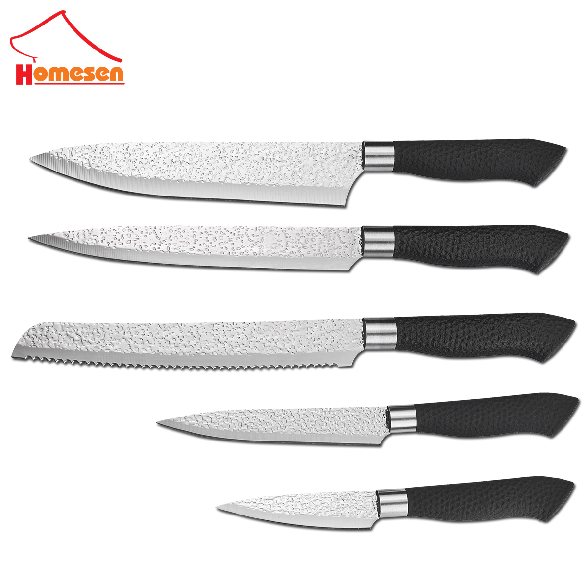 high quality yangjiang chinese professional carbon stainless steel 5pcs chef kitchen knife set with acrylic stand