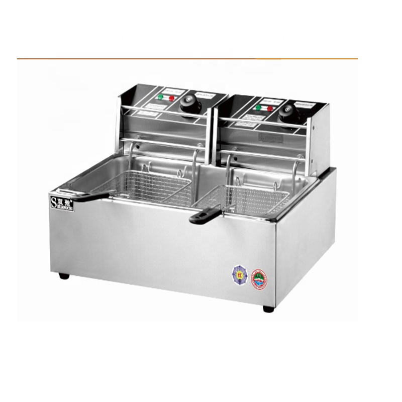 Китайская фабрика OEM & ODM, электрическая фритюрница, фритюрница для курицы, аппарат для жарки под давлением, 2 бака, 2 фритюрницы с корзиной
