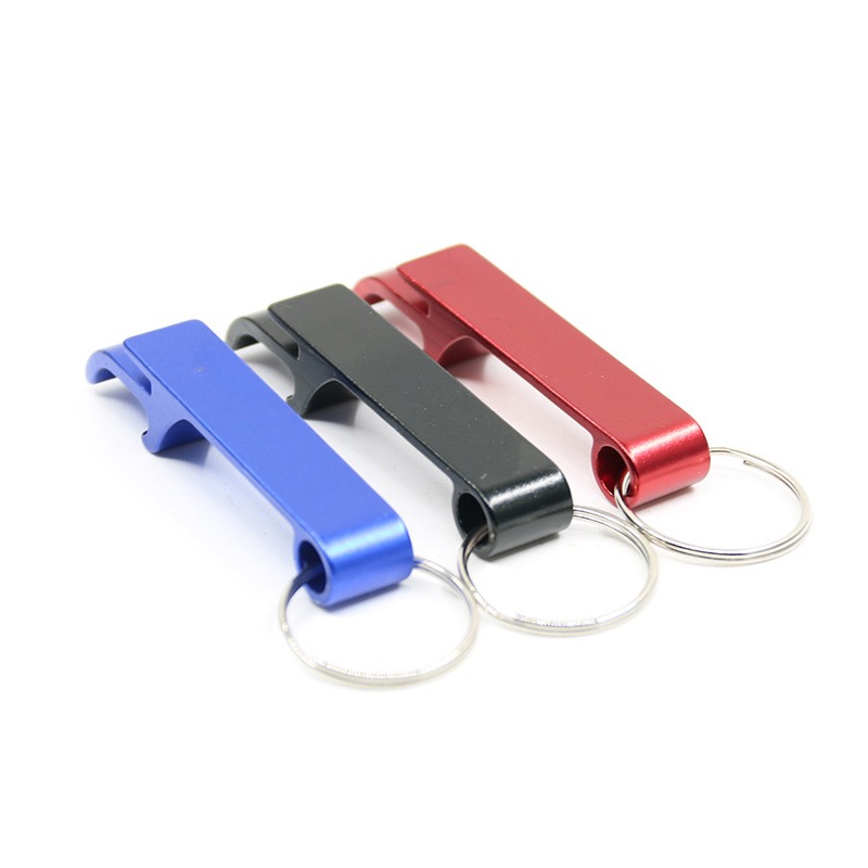Colorful laser engraved logo stainless steel round key ring aluminum alloy bottle opener