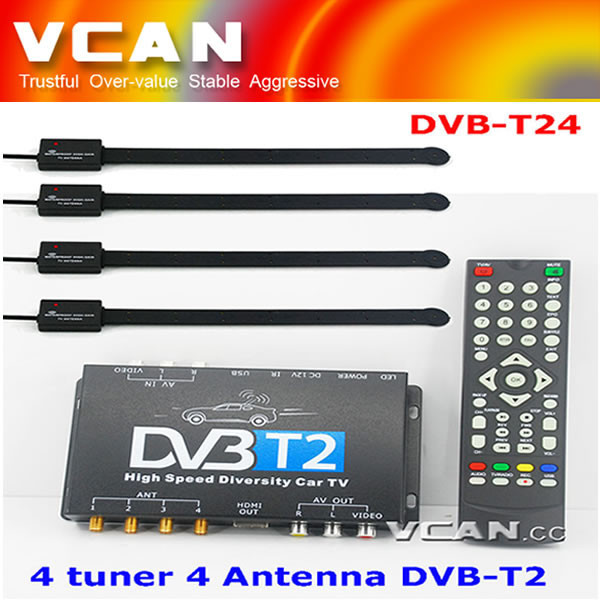 4 Тюнеры 4 Антенны DVB-T24 автомобиля HD DVB-T2 Спутниковое ТВ приемника USB HDMI High Speed