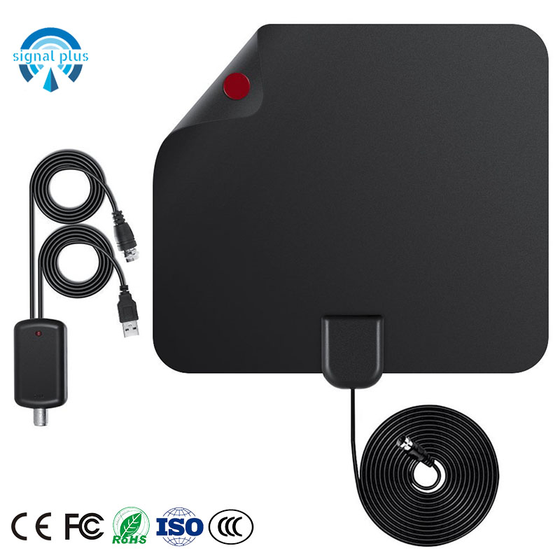 Wholesale Flat Amplified HD TV Antenna for digital HDTV Indoor with USB power plug F female PAL male