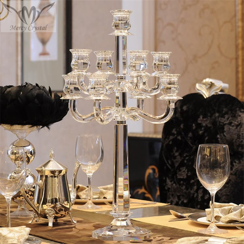 9 Arms Wedding Crystal Candle Holder Candelabra for Wedding Table Centerpieces