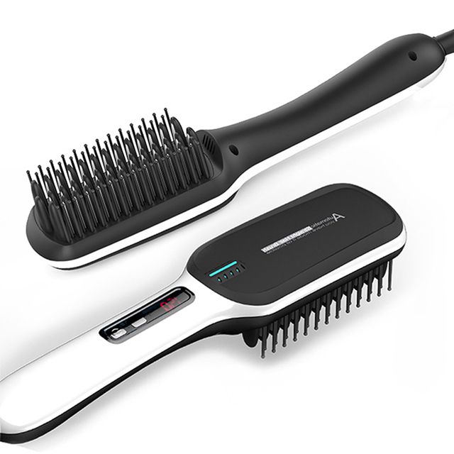 LCD Display Electric Dual Volt PTC Heating Ionic Hair Brush Electric Hair Brush