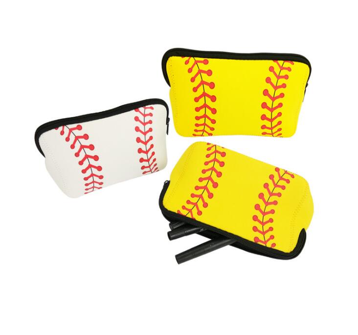 Неопреновая косметичка для макияжа с Бейсбольным принтом Softball, дорожная косметичка, кошелек для монет с принтом