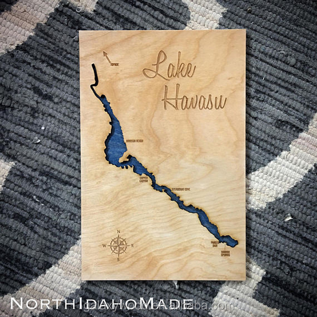 unfinished Wood map piece for art and craft