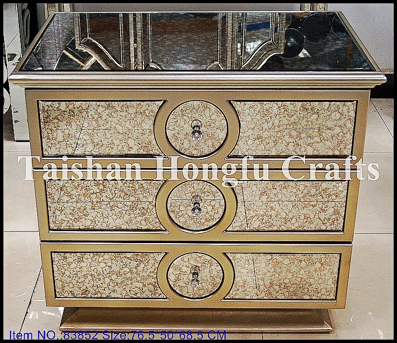 Antique mirrored furniture cabinet with drawers