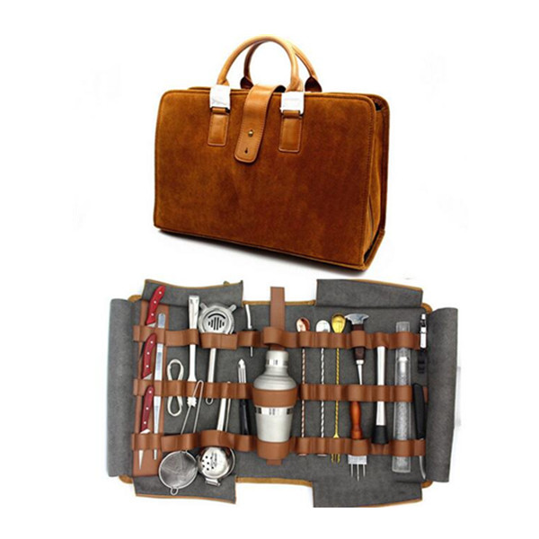 Custom other special purpose bags cases bartender kit bag genuine leather tool bartender bag