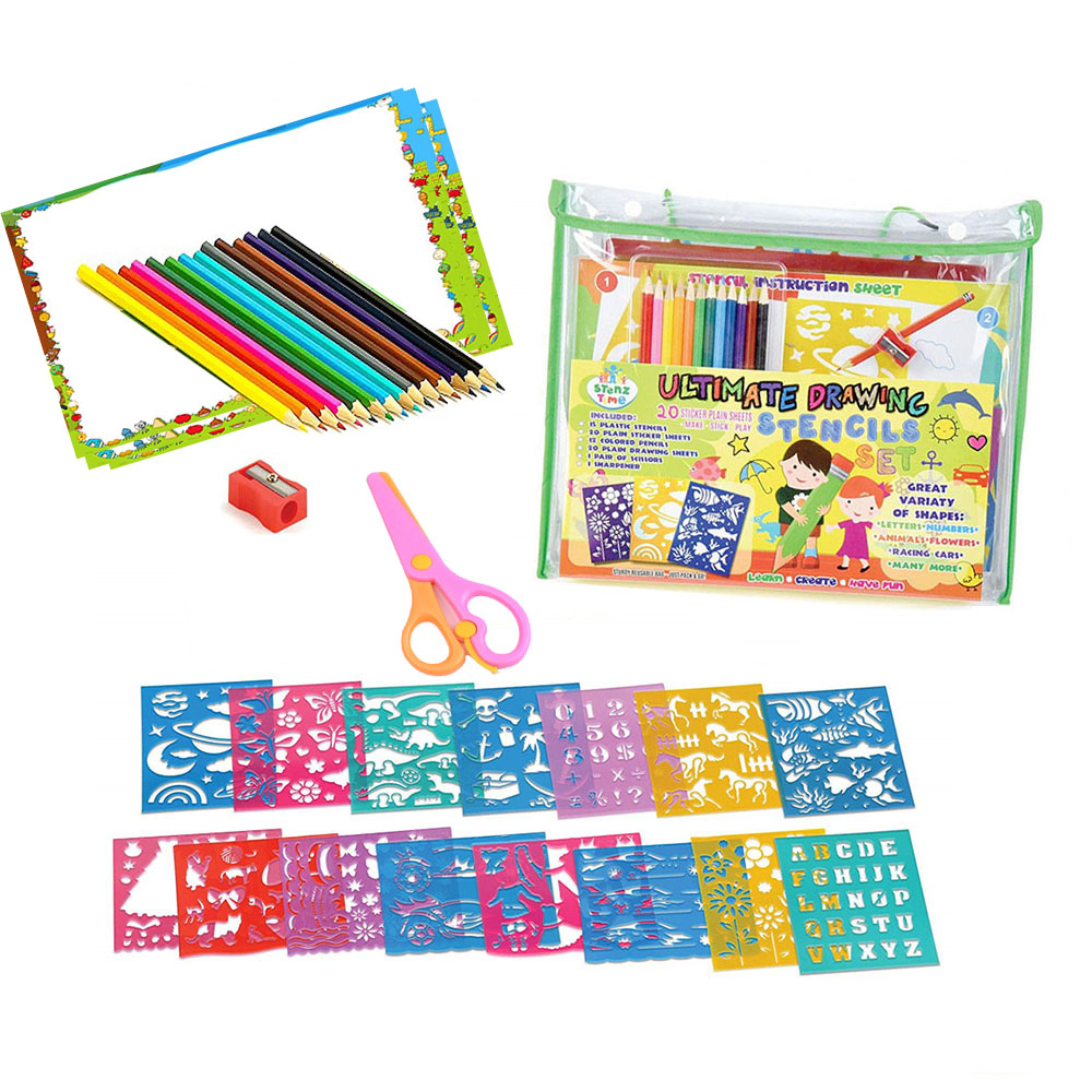 Chinese Factory Low Price Wholesa Custom DIY Assorted Designs Plastic Drawing Stencils Sets For Kids Gift