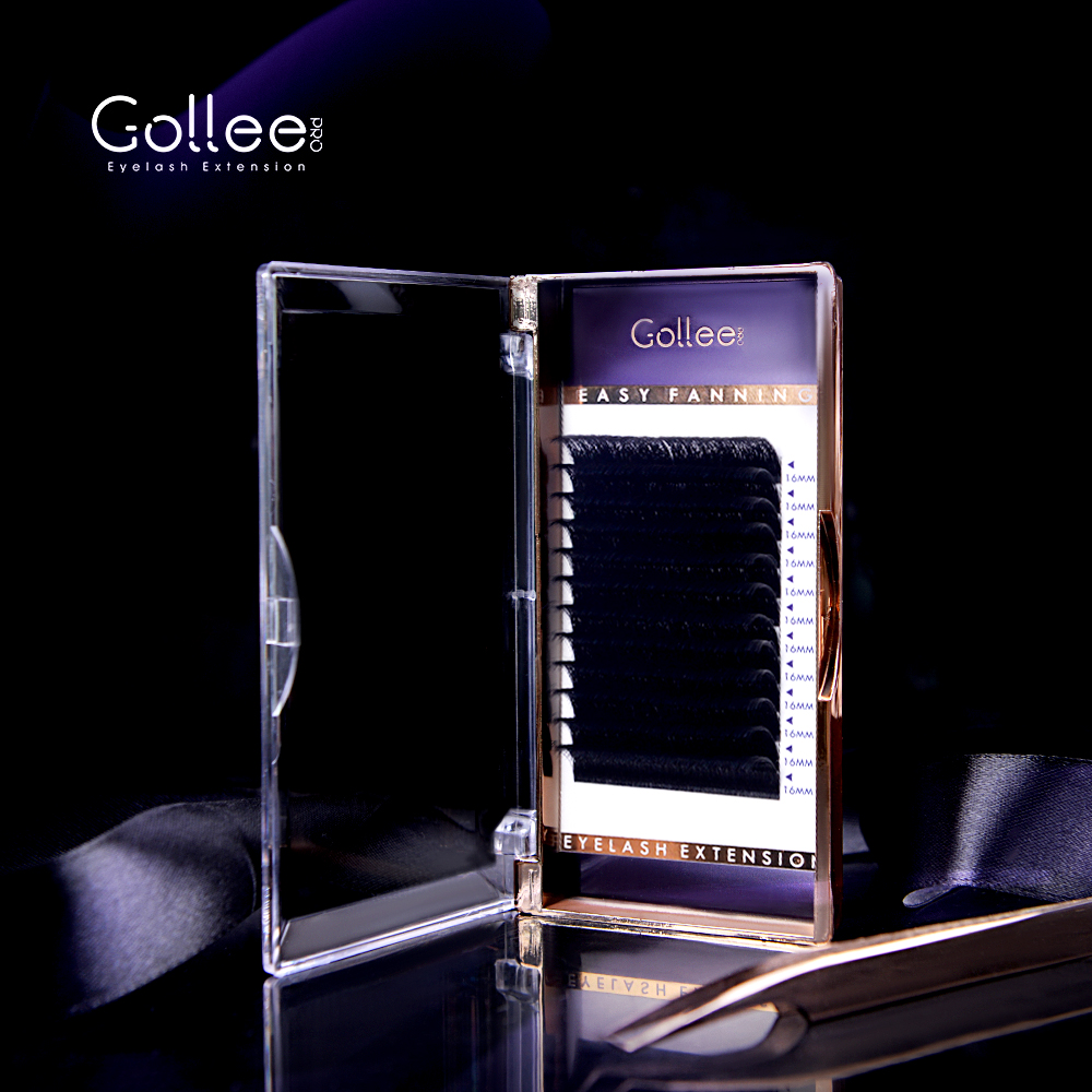 Японский веер Gollee с логотипом One Touch, Премиум Соболиные товары, оптовая продажа, вельветовый объем, легкое наращивание ресниц
