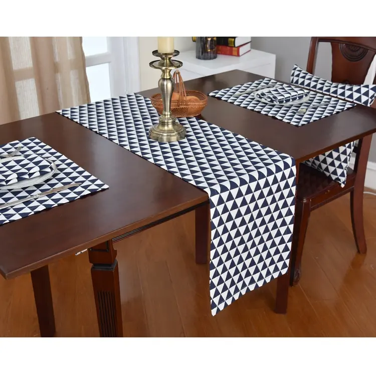 Home Decoration Luxury Dinning Table Runner Woven Custom Printed Table Runner Table Cover Manufacturer Checkered Cotton Zhejiang