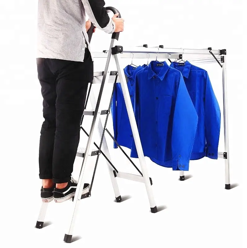 Aluminium Household Multi-Use Step Ladder with Clothes Hanger