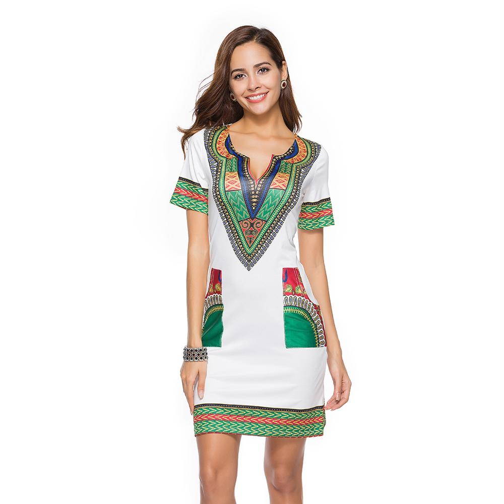 Лето с коротким рукавом boho повседневное Короткое мини этническое платье