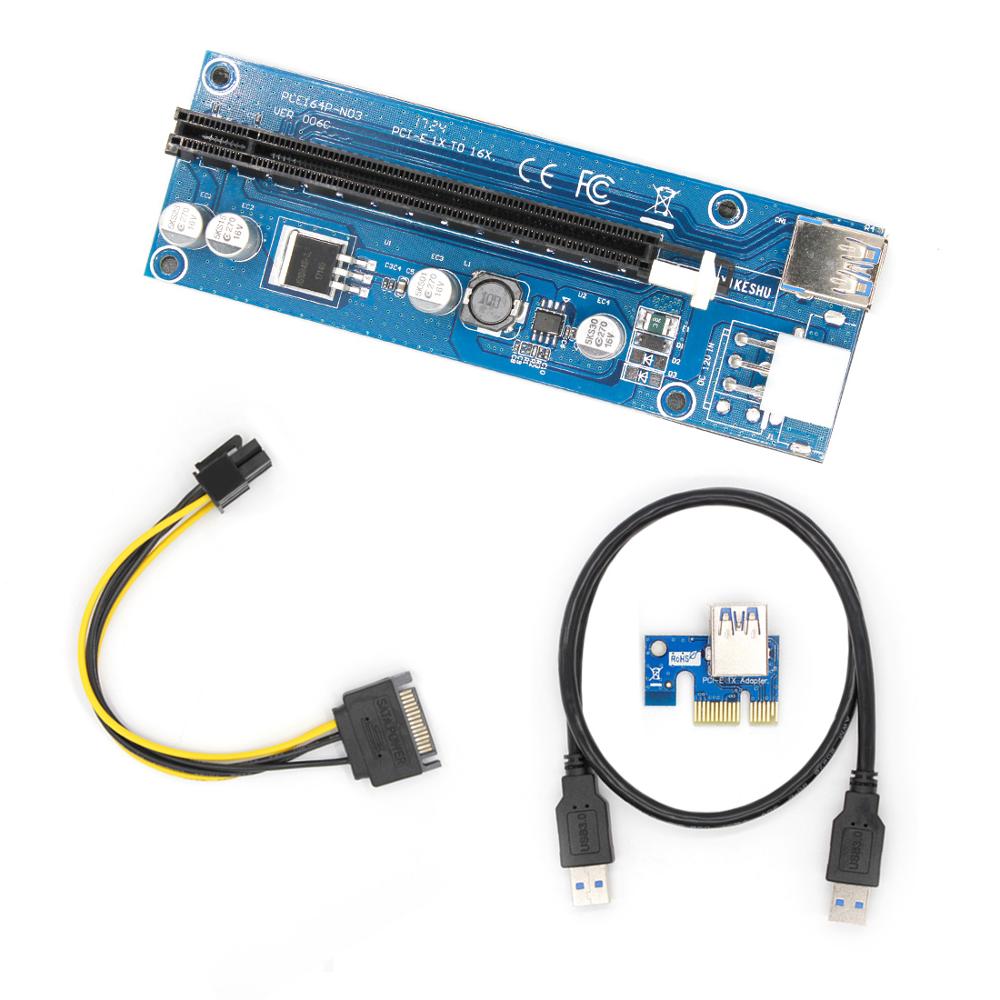 Заводская цена Molex 6PIN PCIE Райзер PCI-E PCI Express Райзер карта 1x до 16x Майнер BTC