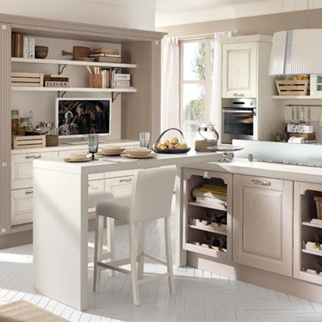 Итальянский Новый шкаф modelkitchen с белым кухонным островом